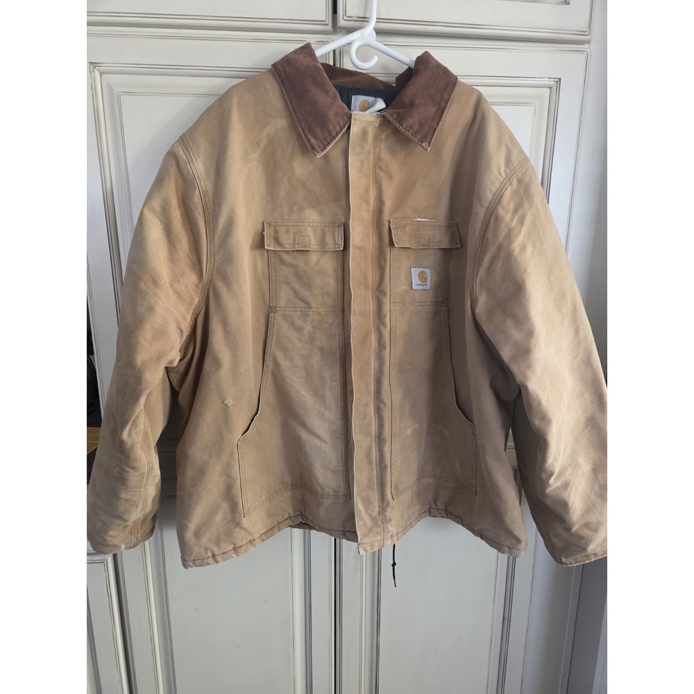 Vtg Carhartt Arctic Detroit Style Work Coat Men's 5x Quilted 90s Side Size Tag